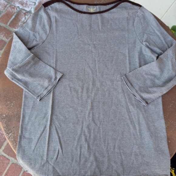 Y2K brown striped oversized 3/4 sleeve t-shirt / size s-L - Picture 5 of 6